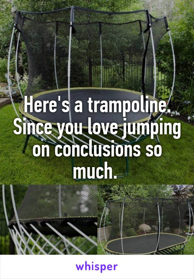 Here's a trampoline. Since you love jumping on conclusions so much. 