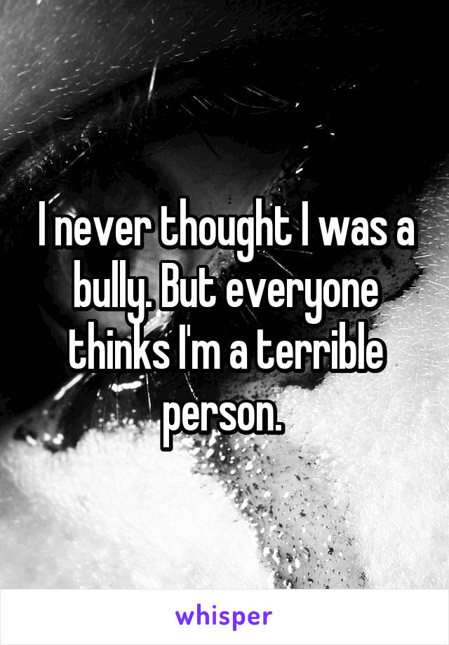 I never thought I was a bully. But everyone thinks I'm a terrible person. 