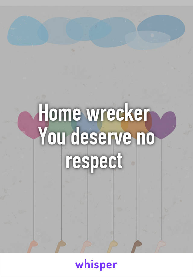 Home wrecker 
You deserve no respect 