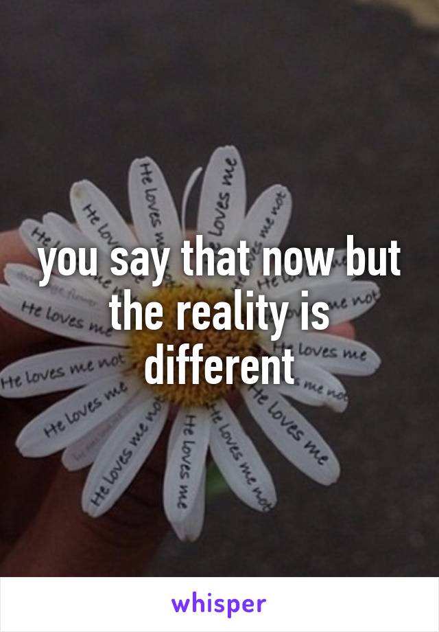 you say that now but the reality is different