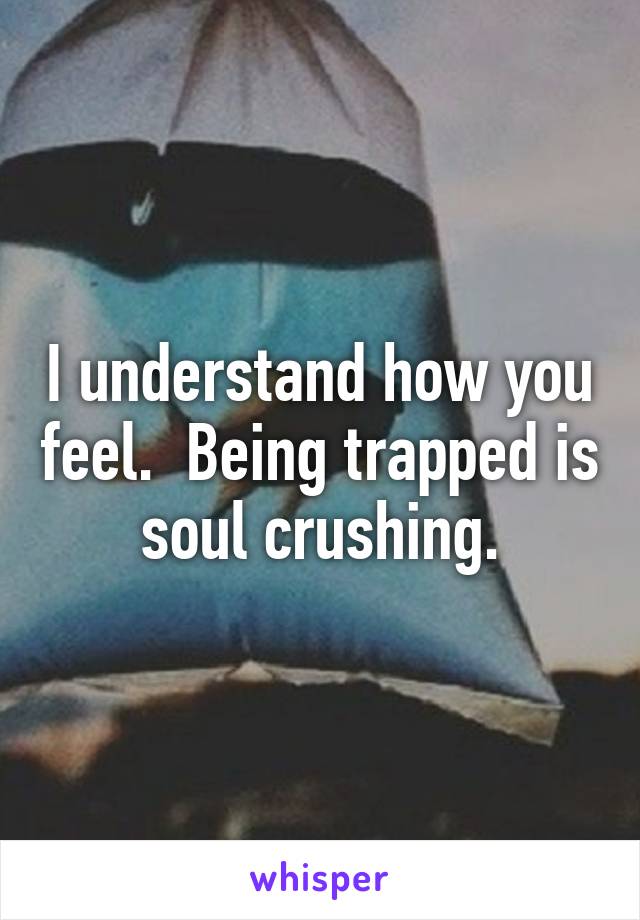 I understand how you feel.  Being trapped is soul crushing.