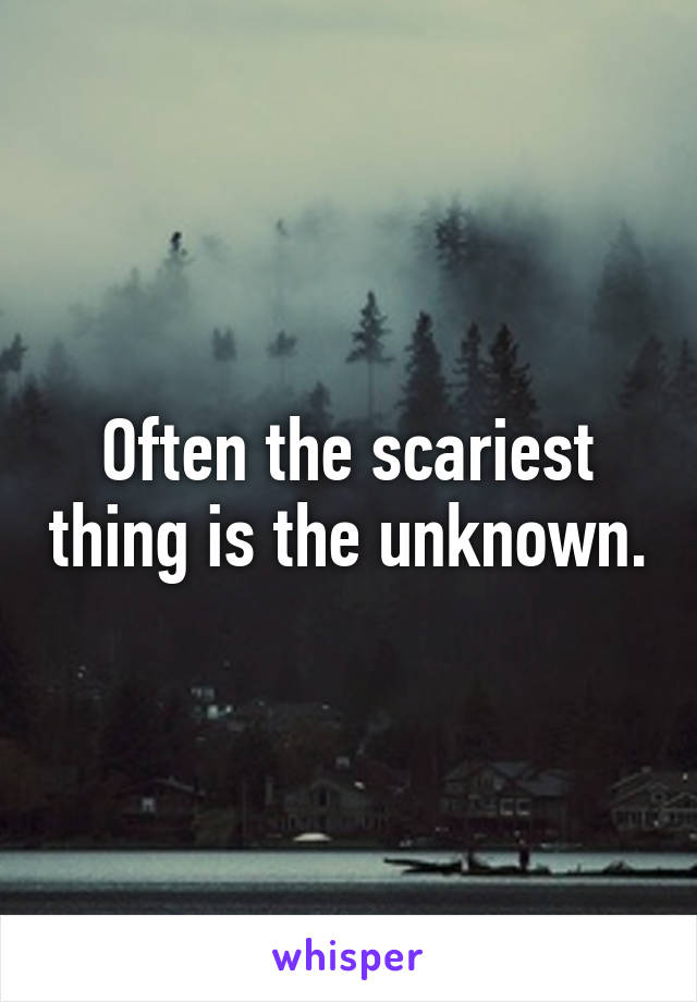 Often the scariest thing is the unknown.