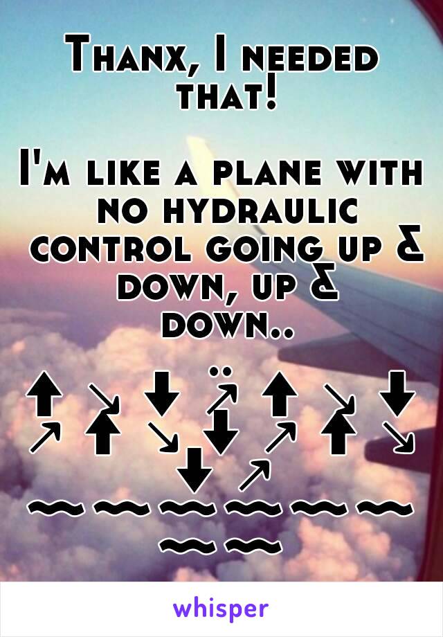 Thanx, I needed that!

I'm like a plane with no hydraulic control going up & down, up & down....
⬆↘⬇↗⬆↘⬇↗⬆↘⬇↗⬆↘⬇↗
〰〰〰〰〰〰〰〰