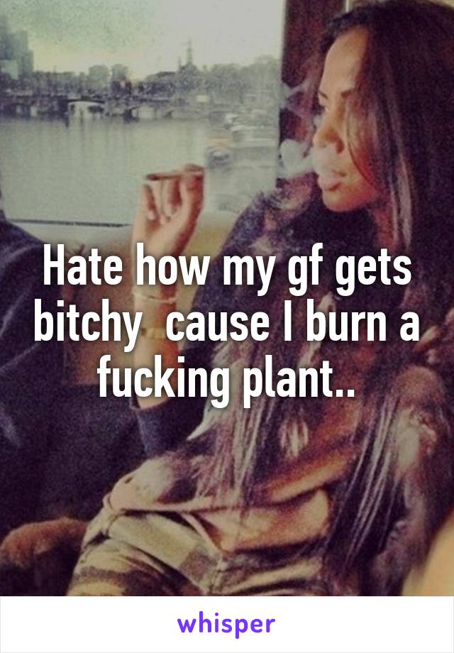 Hate how my gf gets bitchy  cause I burn a fucking plant..