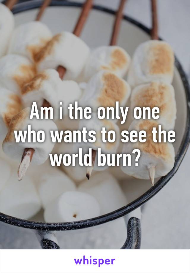 Am i the only one who wants to see the world burn?