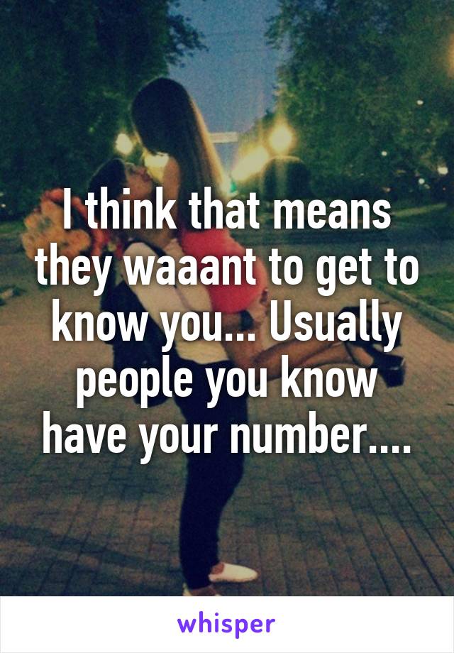 I think that means they waaant to get to know you... Usually people you know have your number....