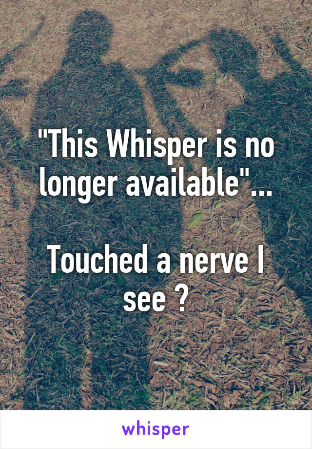 "This Whisper is no longer available"...

Touched a nerve I see 😏