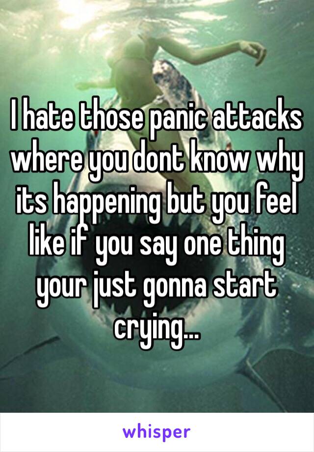 I hate those panic attacks where you dont know why its happening but you feel like if you say one thing your just gonna start crying…