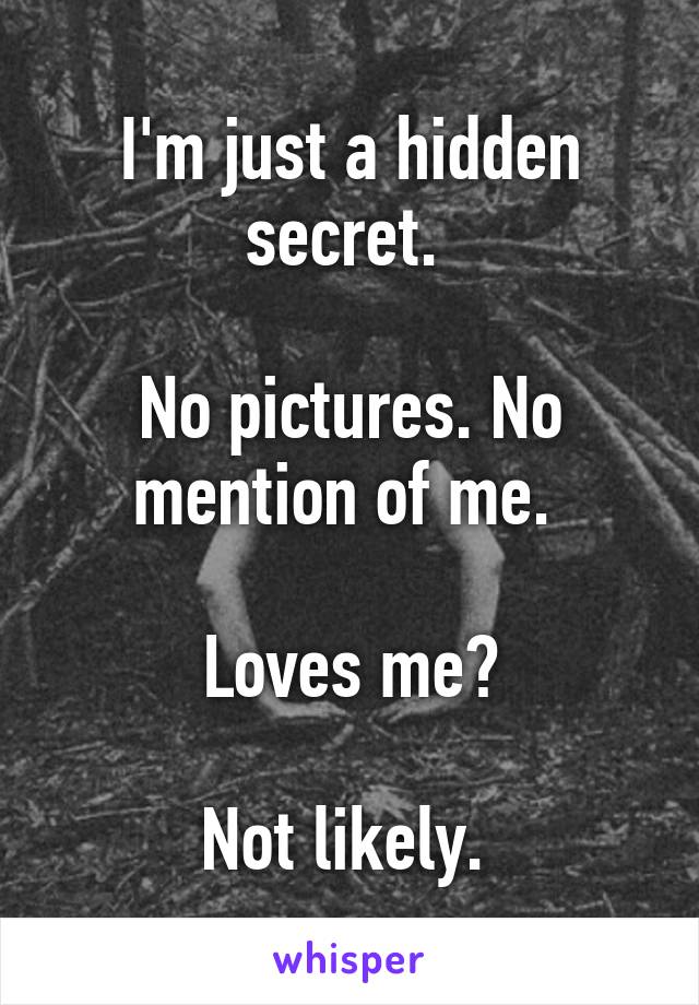 I'm just a hidden secret. 

No pictures. No mention of me. 

Loves me?

Not likely. 