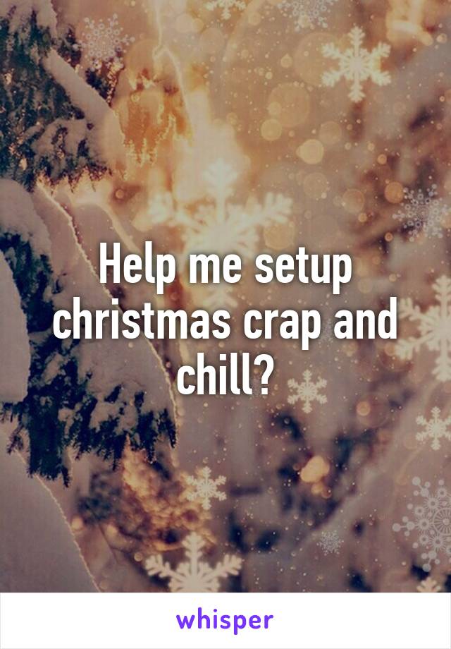 Help me setup christmas crap and chill?