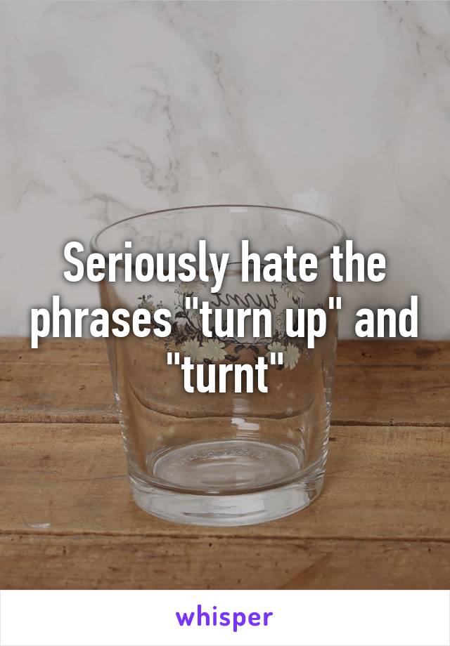 Seriously hate the phrases "turn up" and "turnt"