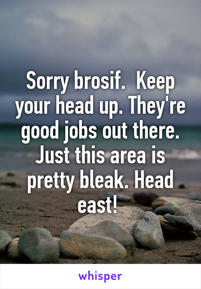 Sorry brosif.  Keep your head up. They're good jobs out there. Just this area is pretty bleak. Head east! 