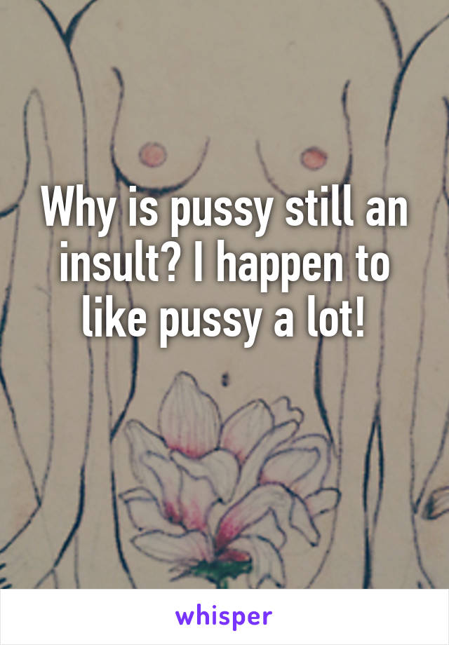 Why is pussy still an insult? I happen to like pussy a lot!

