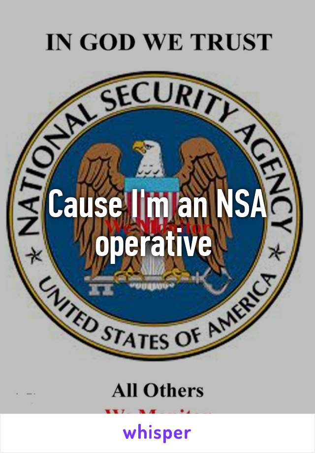 Cause I'm an NSA operative 