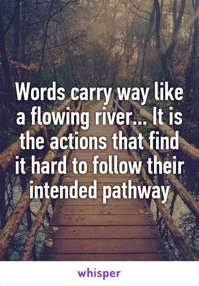 Words carry way like a flowing river... It is the actions that find it hard to follow their intended pathway
