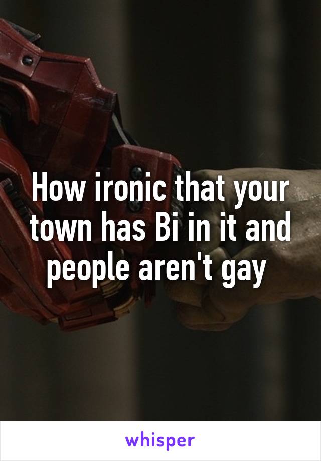 How ironic that your town has Bi in it and people aren't gay 