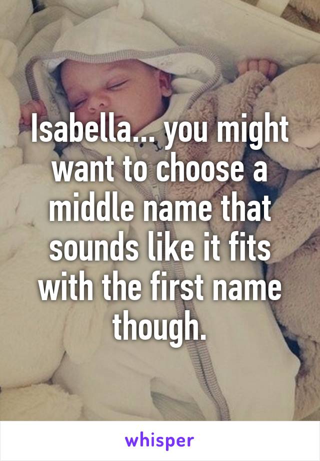 Isabella... you might want to choose a middle name that sounds like it fits with the first name though.