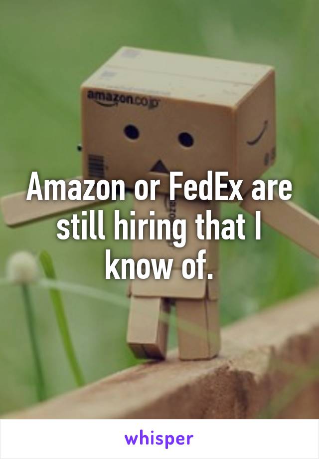 Amazon or FedEx are still hiring that I know of.