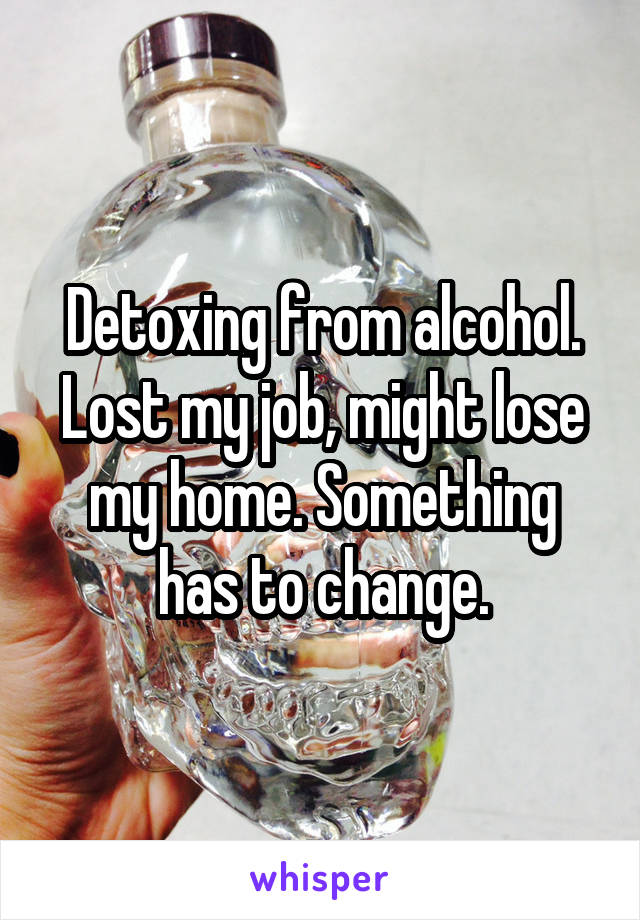 Detoxing from alcohol. Lost my job, might lose my home. Something has to change.