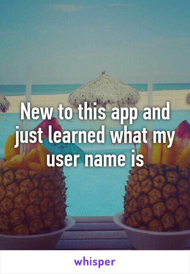 New to this app and just learned what my user name is