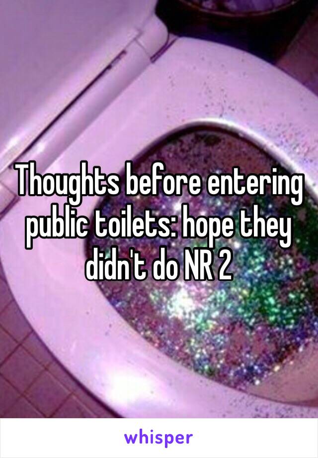 Thoughts before entering public toilets: hope they didn't do NR 2 