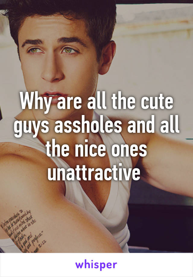 Why are all the cute guys assholes and all the nice ones unattractive 