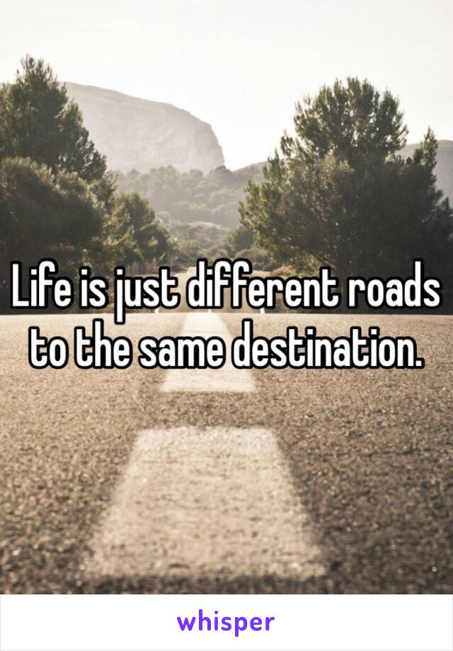 Life is just different roads to the same destination.