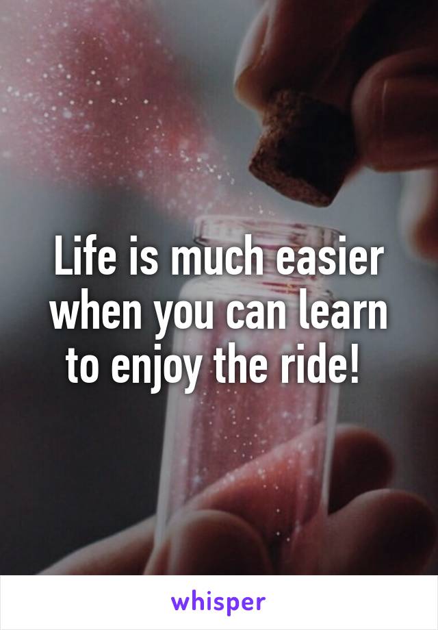 Life is much easier when you can learn to enjoy the ride! 