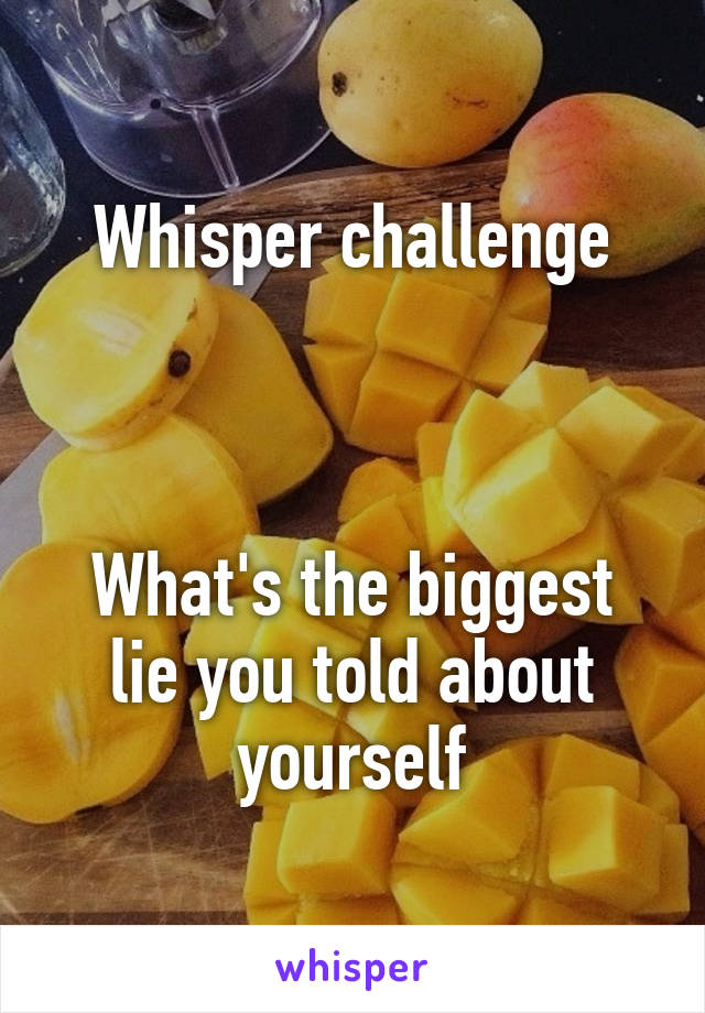 Whisper challenge



What's the biggest lie you told about yourself