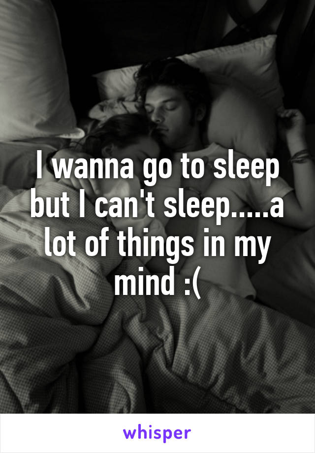 I wanna go to sleep but I can't sleep.....a lot of things in my mind :(