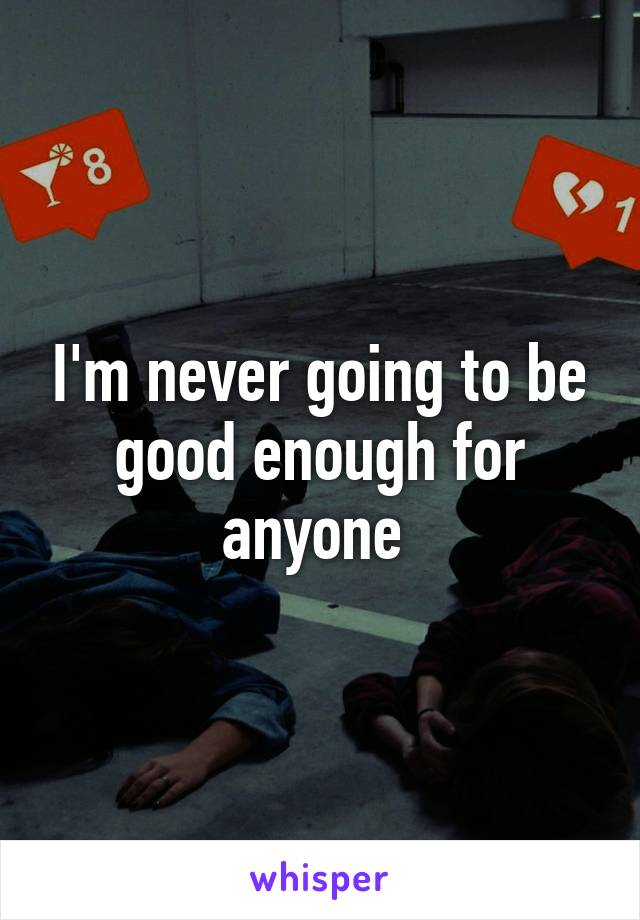 I'm never going to be good enough for anyone 