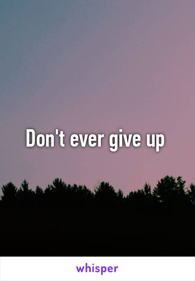 Don't ever give up 