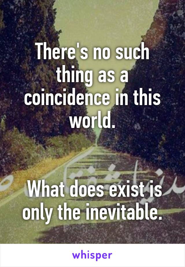 
There's no such thing as a coincidence in this world.


 What does exist is only the inevitable.
