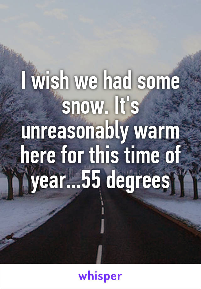 I wish we had some snow. It's unreasonably warm here for this time of year...55 degrees
