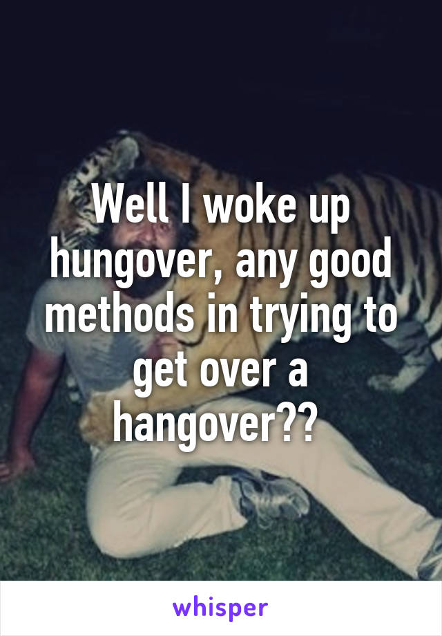 Well I woke up hungover, any good methods in trying to get over a hangover?? 