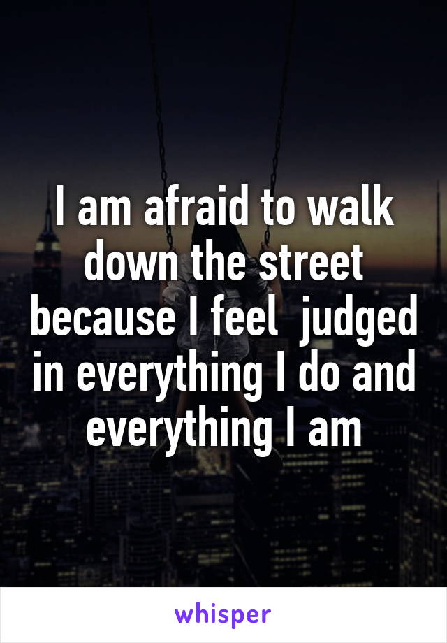 I am afraid to walk down the street because I feel  judged in everything I do and everything I am