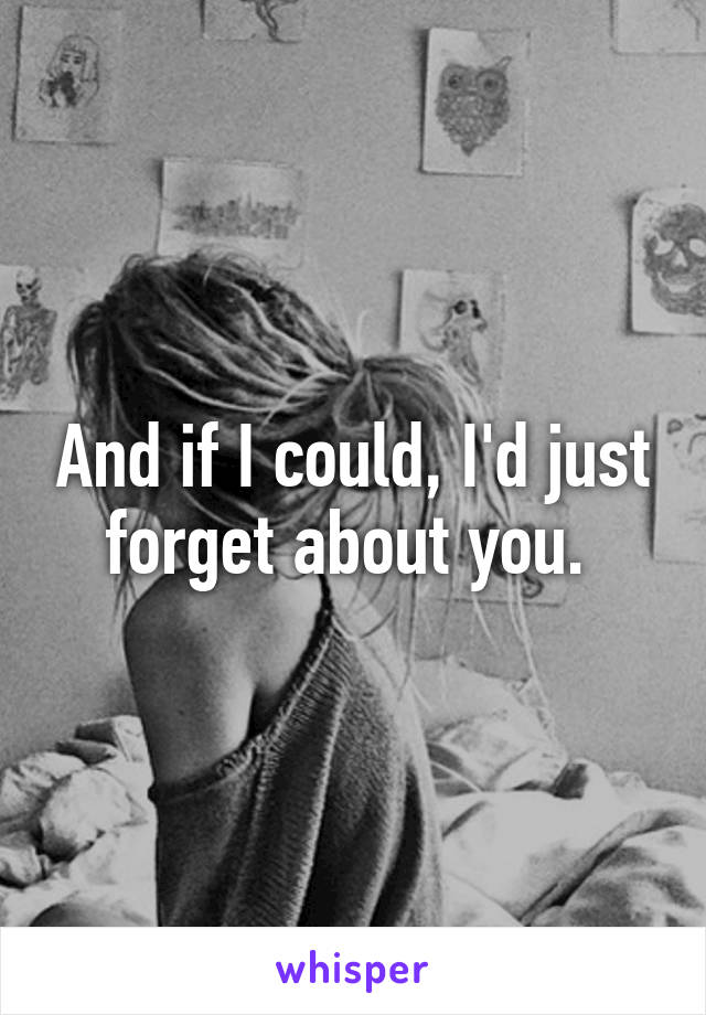 And if I could, I'd just forget about you. 