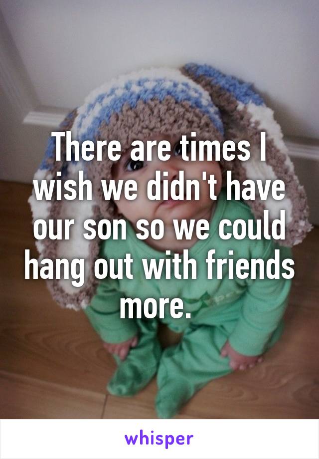 There are times I wish we didn't have our son so we could hang out with friends more. 