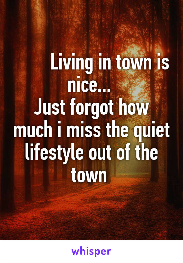         Living in town is nice... 
Just forgot how much i miss the quiet lifestyle out of the town 
