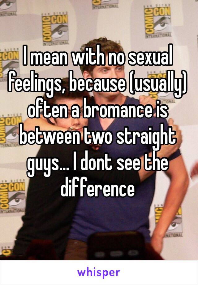 I mean with no sexual feelings, because (usually) often a bromance is between two straight guys... I dont see the difference