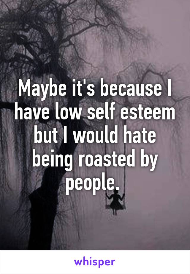 Maybe it's because I have low self esteem but I would hate being roasted by people. 