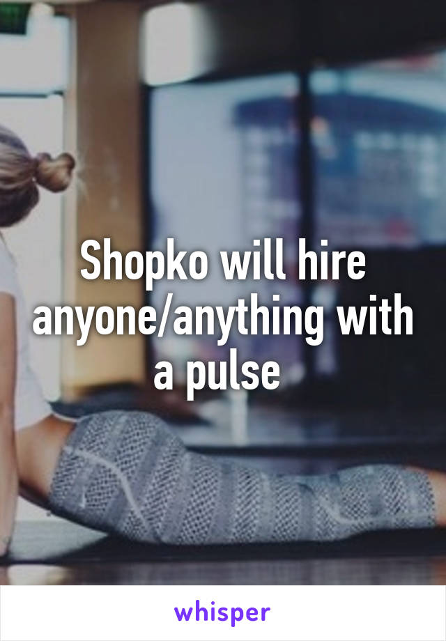 Shopko will hire anyone/anything with a pulse 