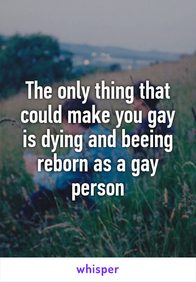 The only thing that could make you gay is dying and beeing reborn as a gay person