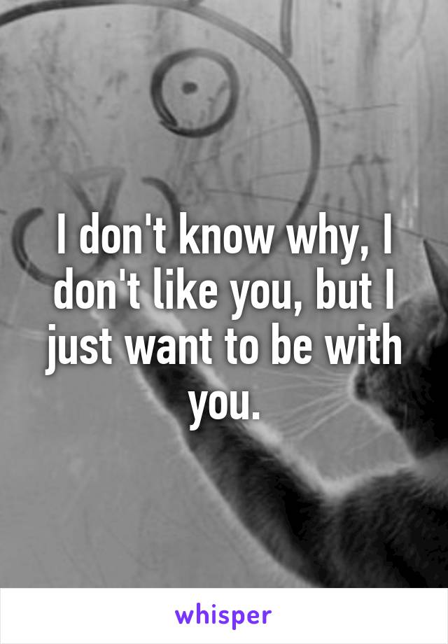 I don't know why, I don't like you, but I just want to be with you.