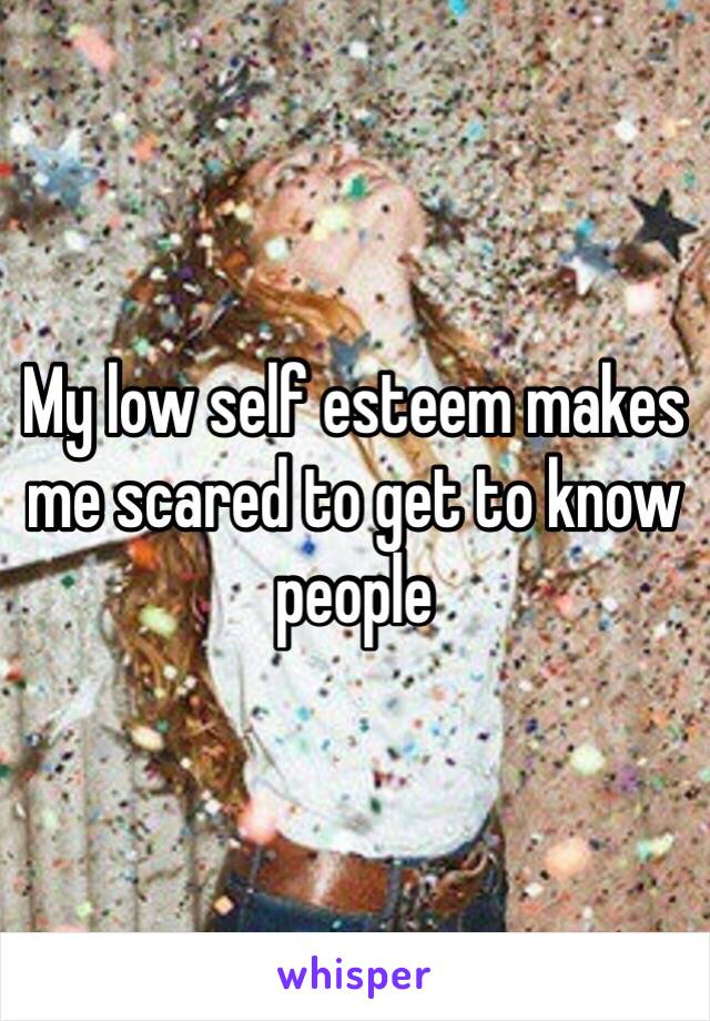 My low self esteem makes me scared to get to know people