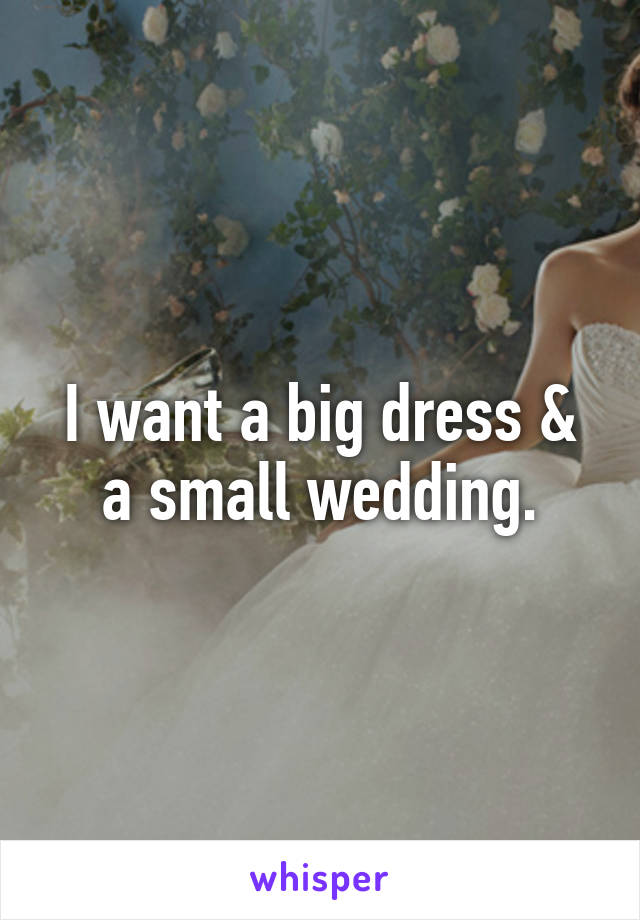 I want a big dress & a small wedding.