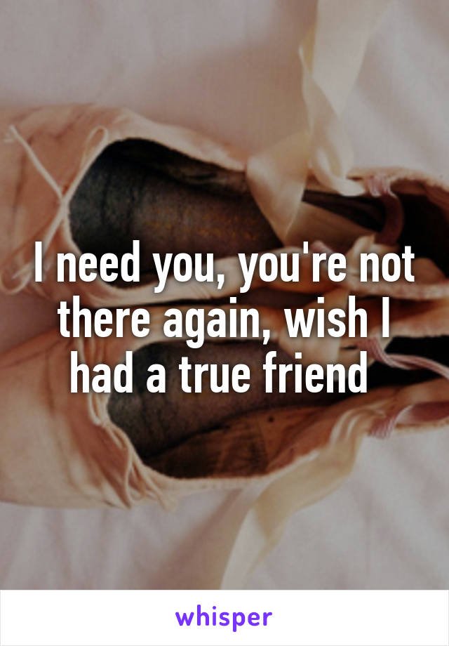 I need you, you're not there again, wish I had a true friend 