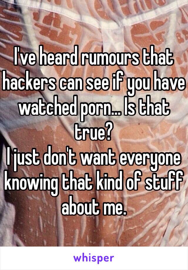 I've heard rumours that hackers can see if you have watched porn... Is that true? 
I just don't want everyone knowing that kind of stuff about me.