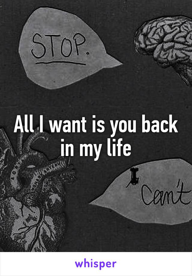 All I want is you back in my life