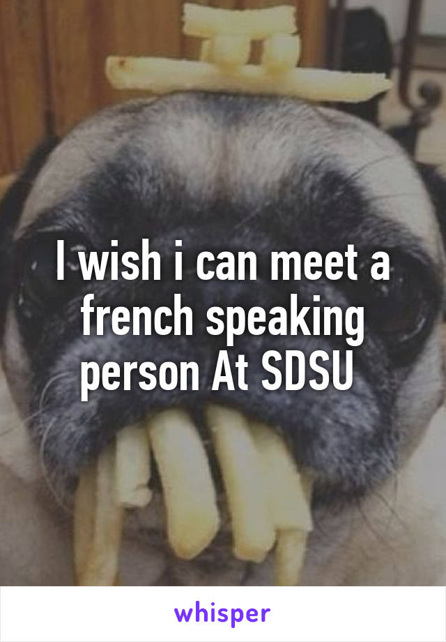 I wish i can meet a french speaking person At SDSU 